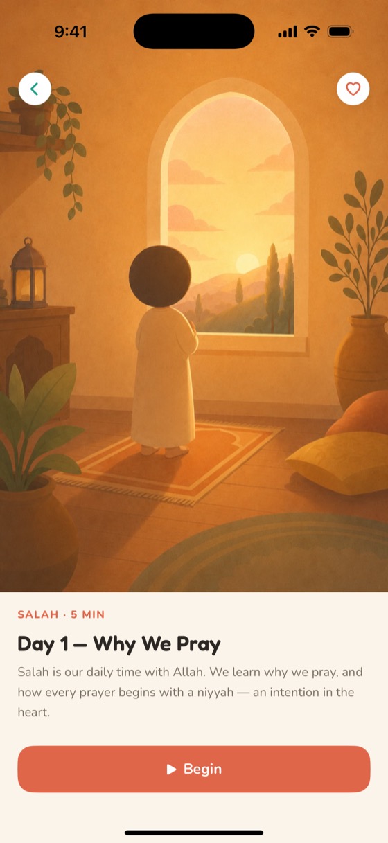 Yusra step-by-step salah lesson screen